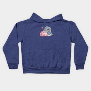 Cute Pigeon Loves Drinking Strawberry Milk Kids Hoodie